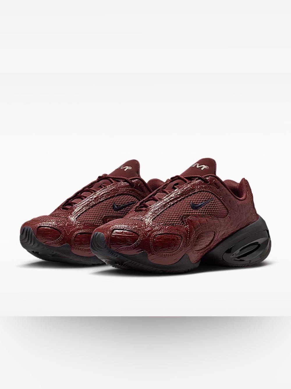 Nike Maroon Textured Low-Top Sneakers with Black Swoosh